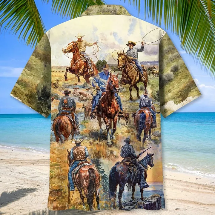 COWBOY VINTAGE ART HAWAIIAN SHIRT