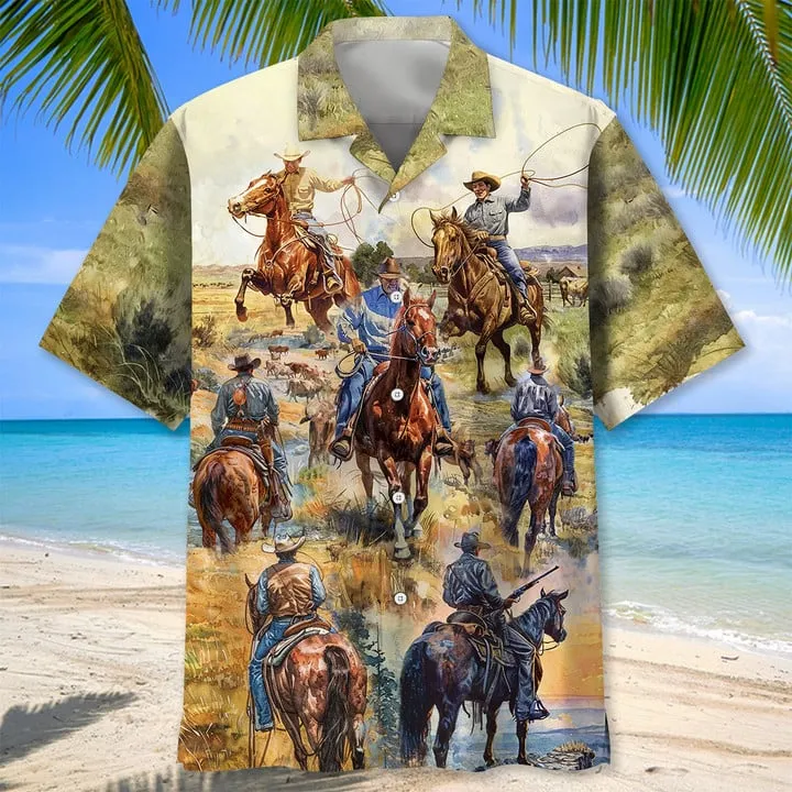 COWBOY VINTAGE ART HAWAIIAN SHIRT