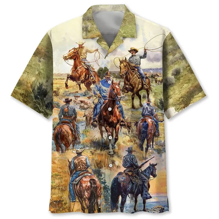 COWBOY VINTAGE ART HAWAIIAN SHIRT