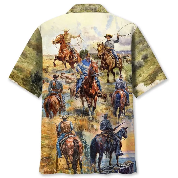 COWBOY VINTAGE ART HAWAIIAN SHIRT