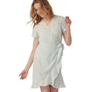 Diane Blue Animal Print Ruffle Wrap Dress 407471