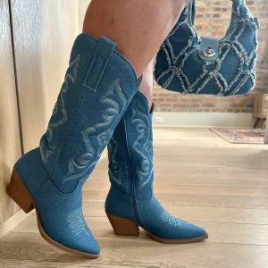 ELK-1 Blue Denim Cowboy Boot