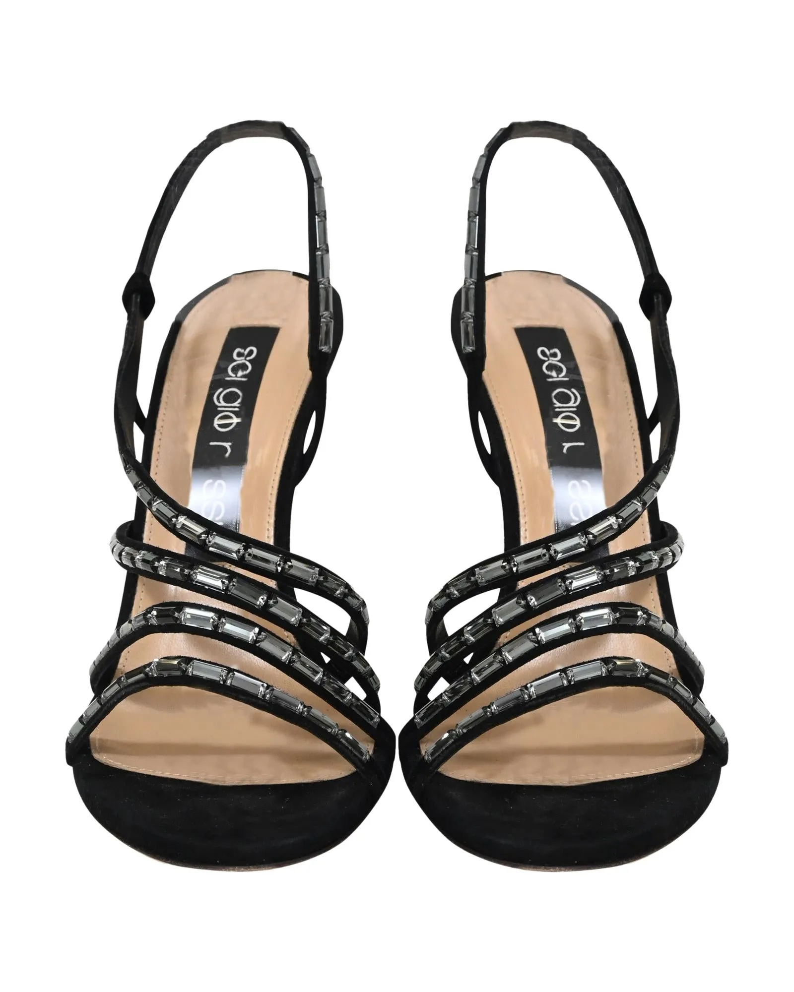 Embellished Slingback Suede Sandal Heels