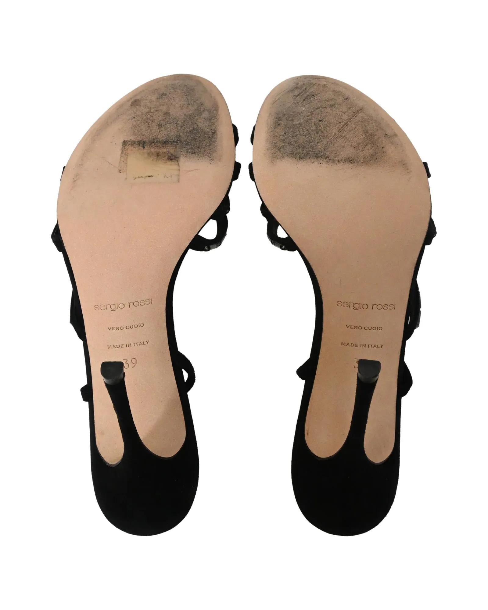Embellished Slingback Suede Sandal Heels