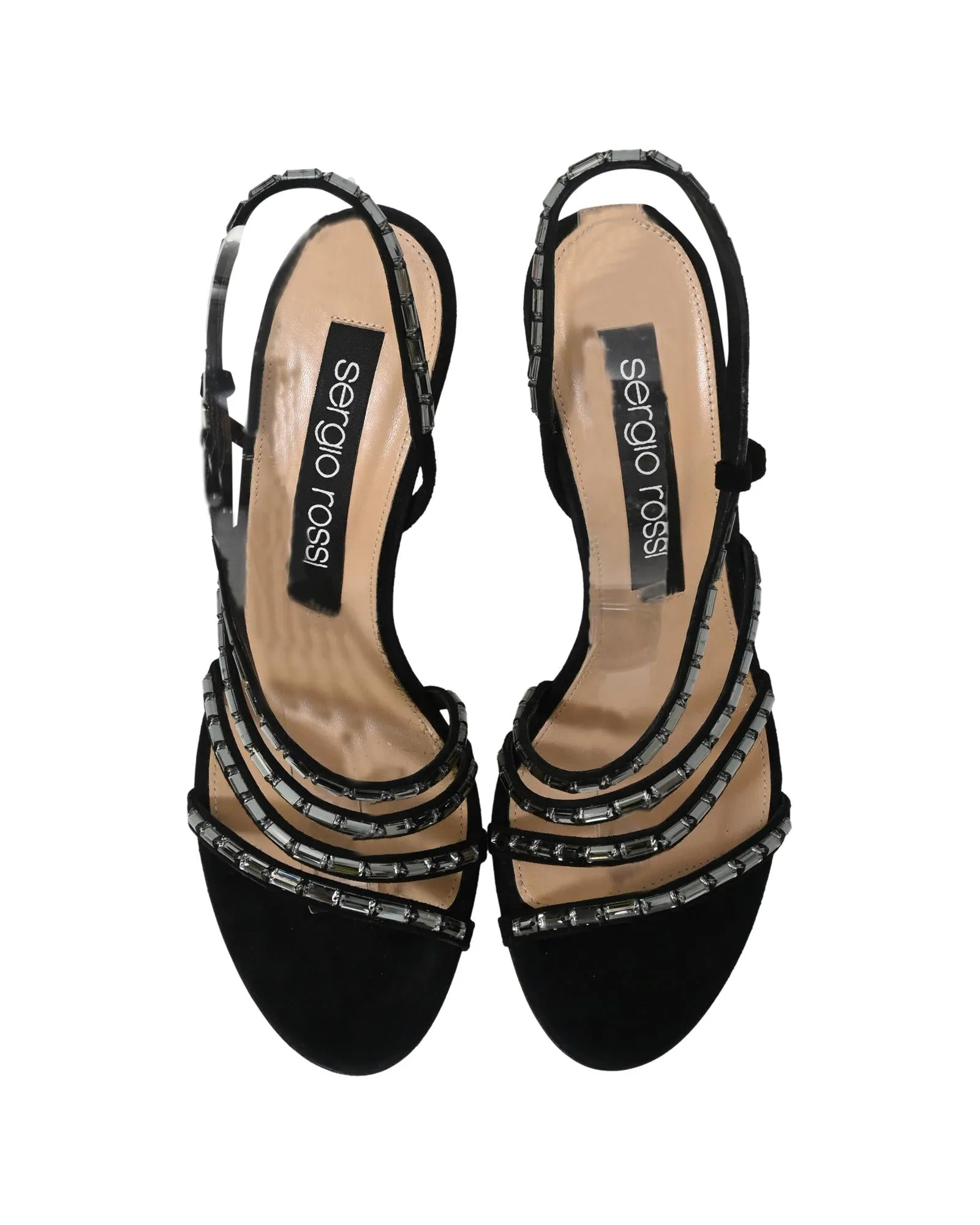 Embellished Slingback Suede Sandal Heels