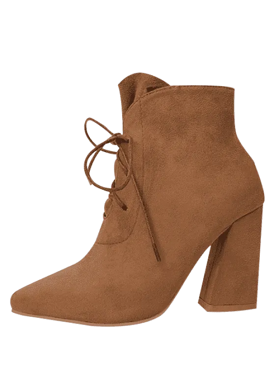 Fashion Pointed Toe Lace Up Ankle Boots