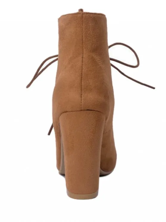 Fashion Pointed Toe Lace Up Ankle Boots