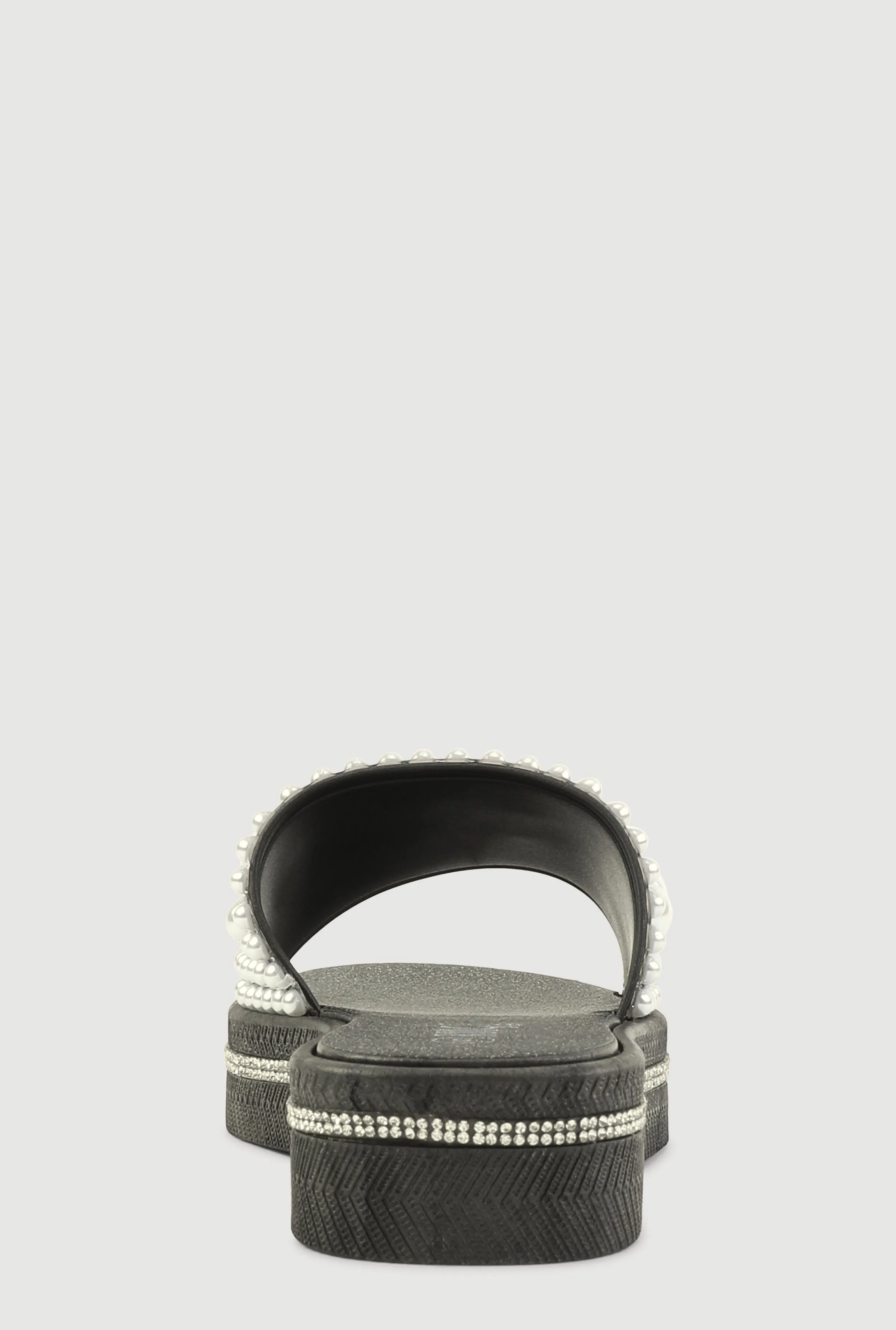 Faux Pearl Studded Band Slide Sandals