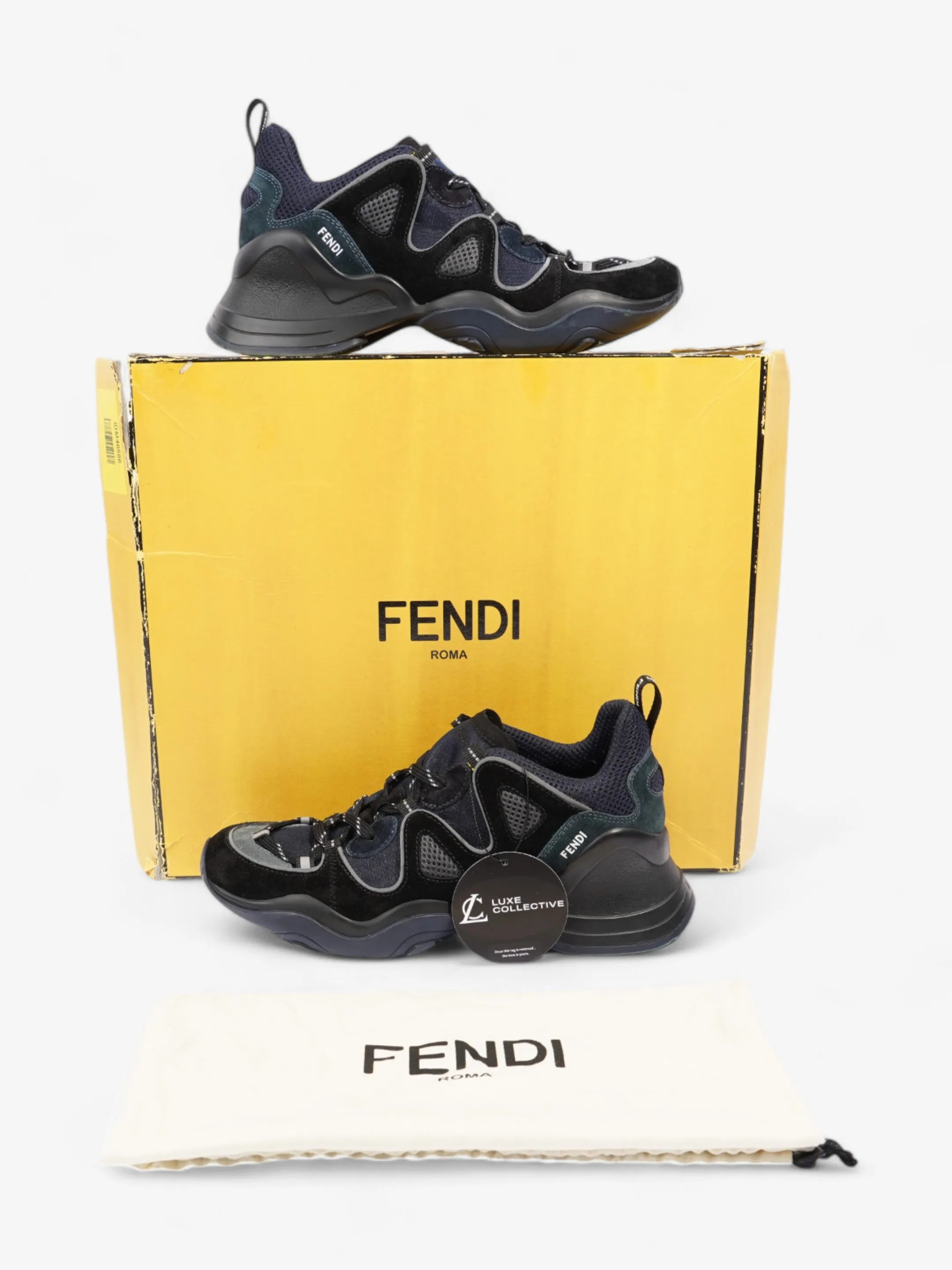 Fendi Fluid Trekking Low Top Black / Navy Suede EU 40 UK 6