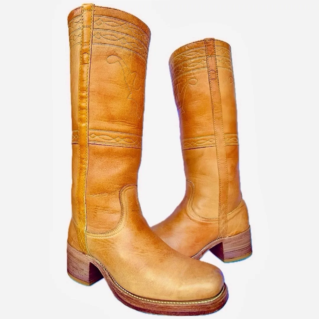 FRYE Vintage Black Label Campus Stitching Horse Tall Western Boots