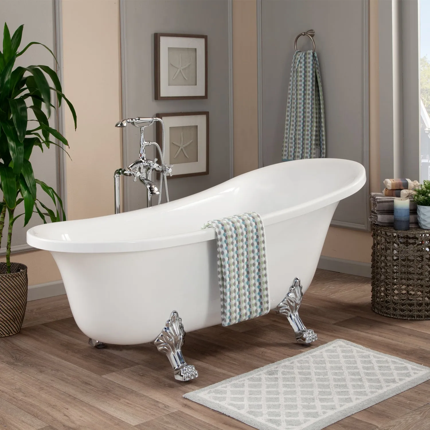 Geneva Clawfoot Soaking Acrylic Bathtub