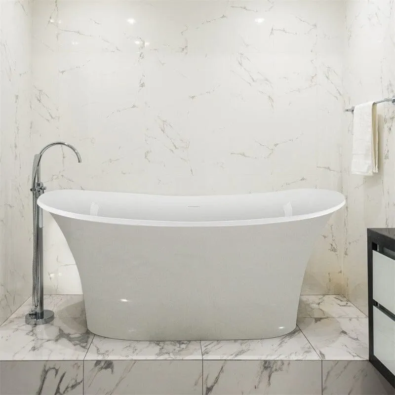 Giving Tree 59'' Acrylic Curve Shape Freestanding Bathtub Japanese Soaking Tub