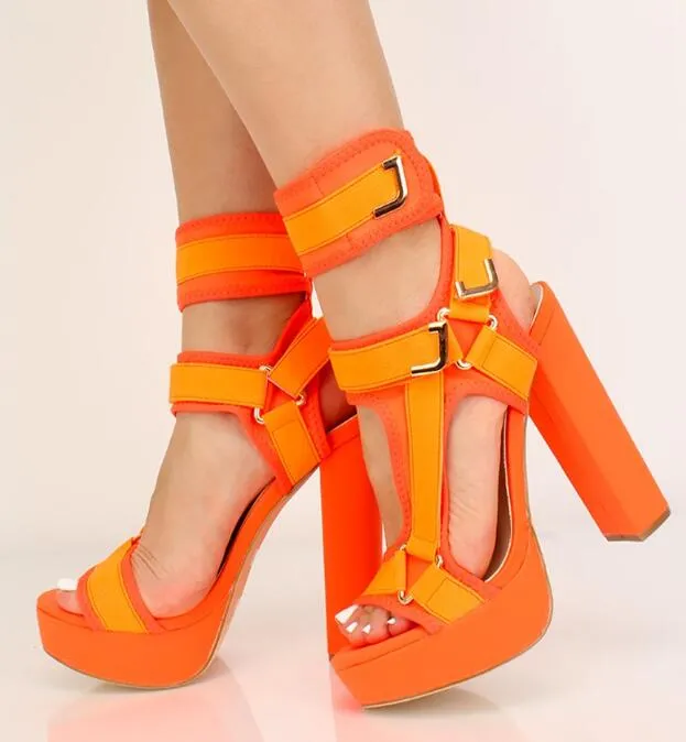 Heels for Women  Hot Selling Platform Thick Heels Woman Sandals Open Toe Gladiator Shoes Super High Ankle Strap Heel