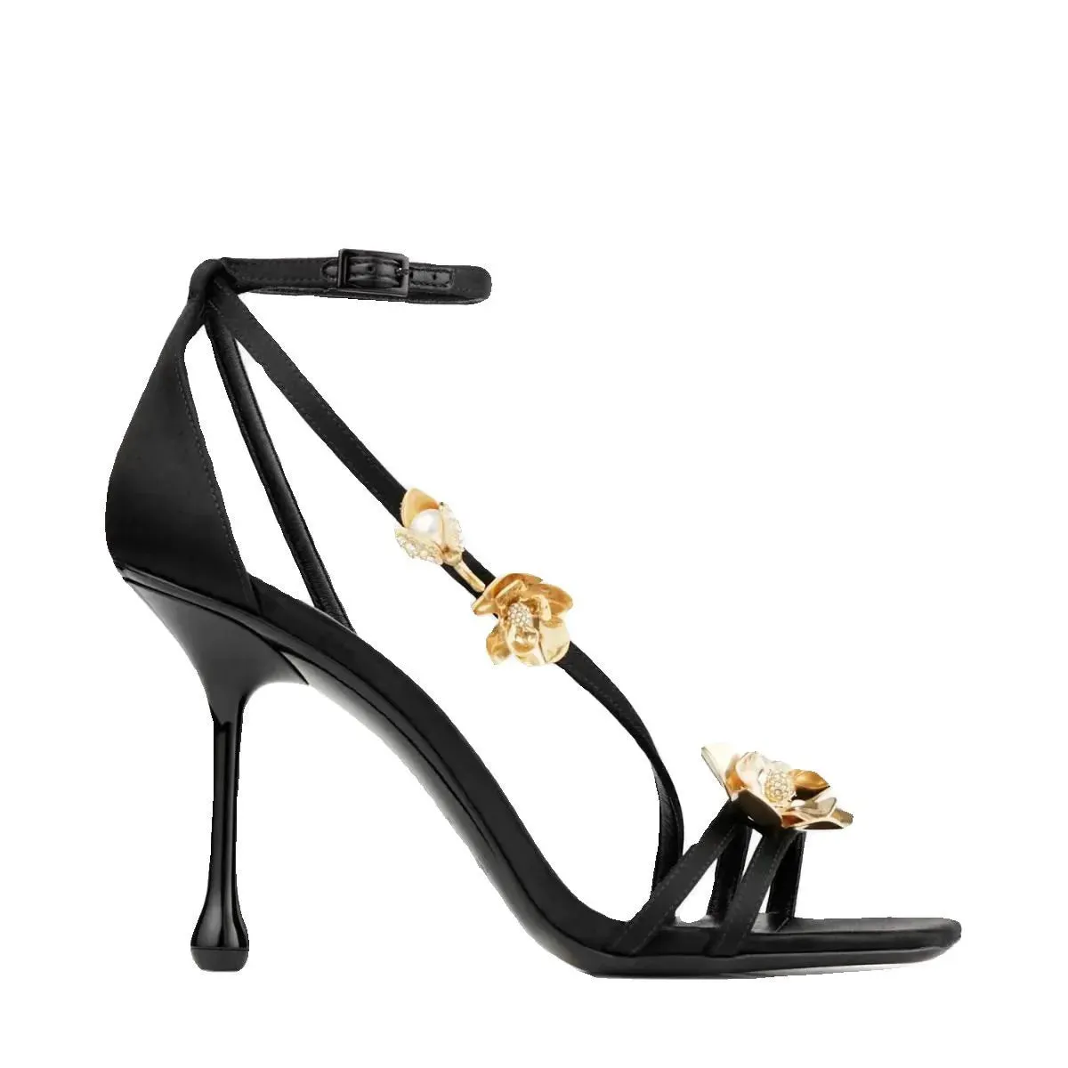 Hnzxzm Star style Metal Flowers Women Sandals Sexy Narrow band Stiletto High heels Gladiator Sandals Summer Fashion Party Prom Shoes