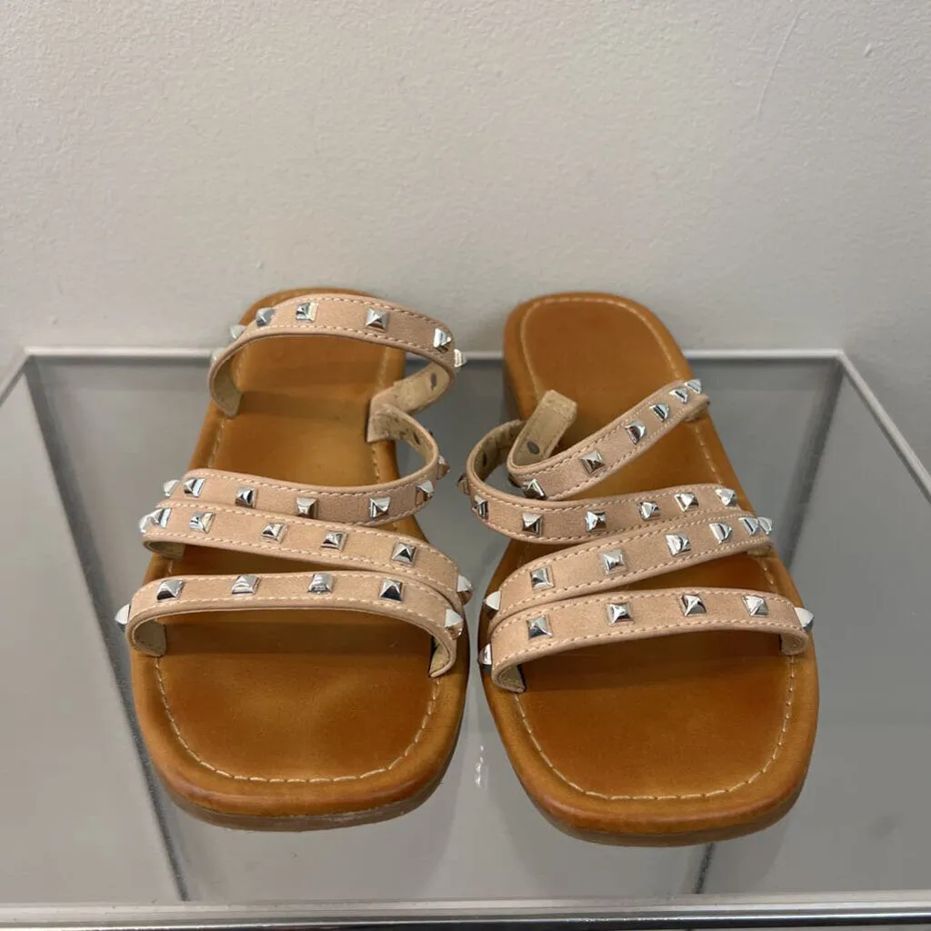 Jelly Pop Brown Silver Studded Strap Sandals 7
