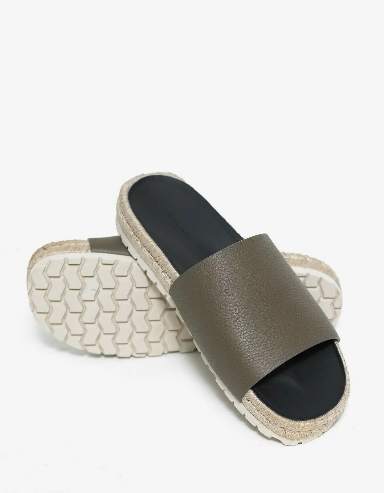 Khaki Leather Espadrille Sandals