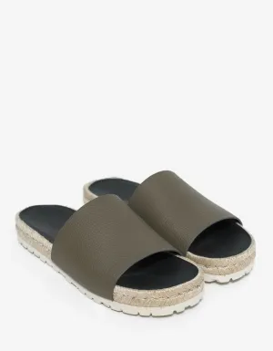 Khaki Leather Espadrille Sandals