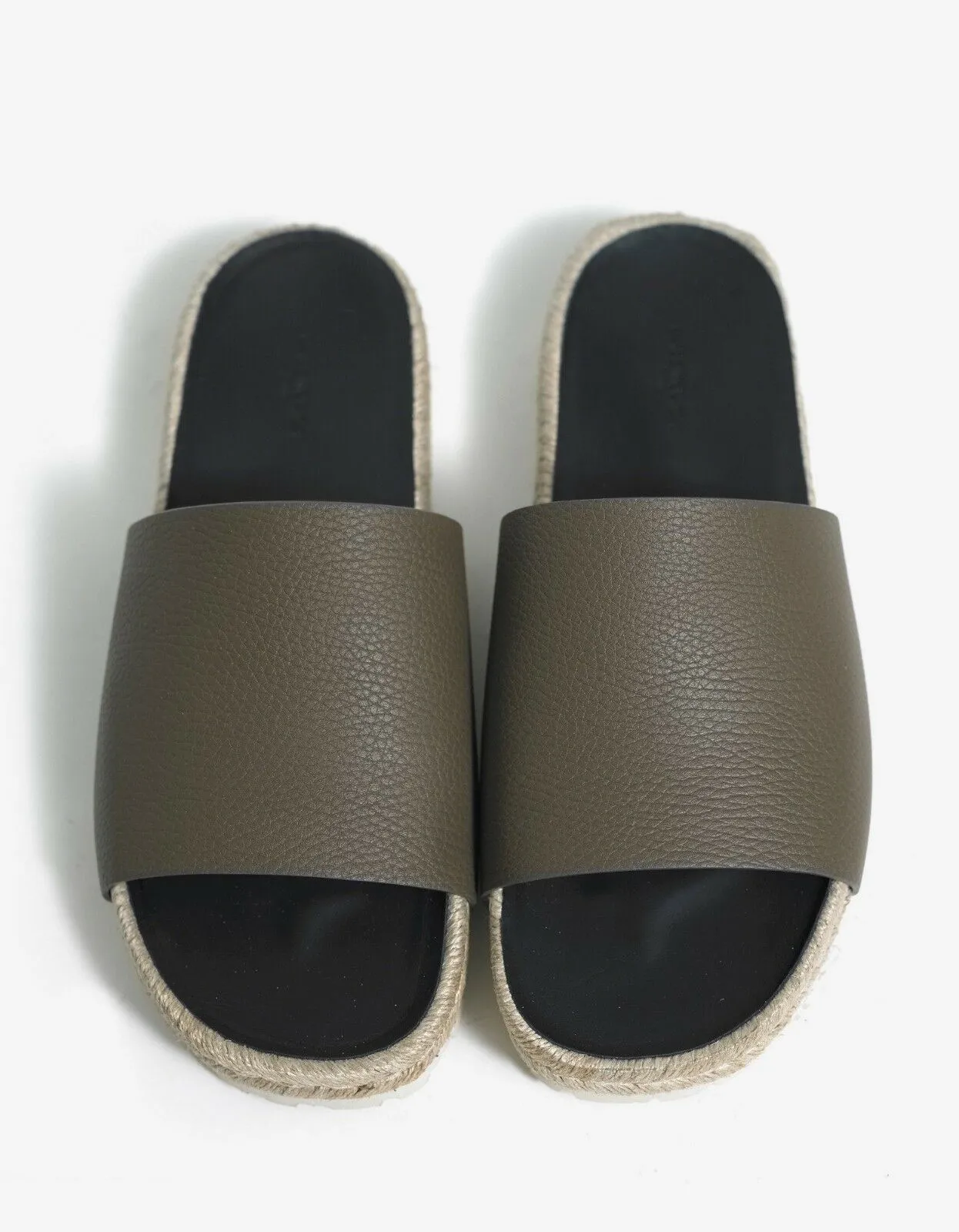 Khaki Leather Espadrille Sandals
