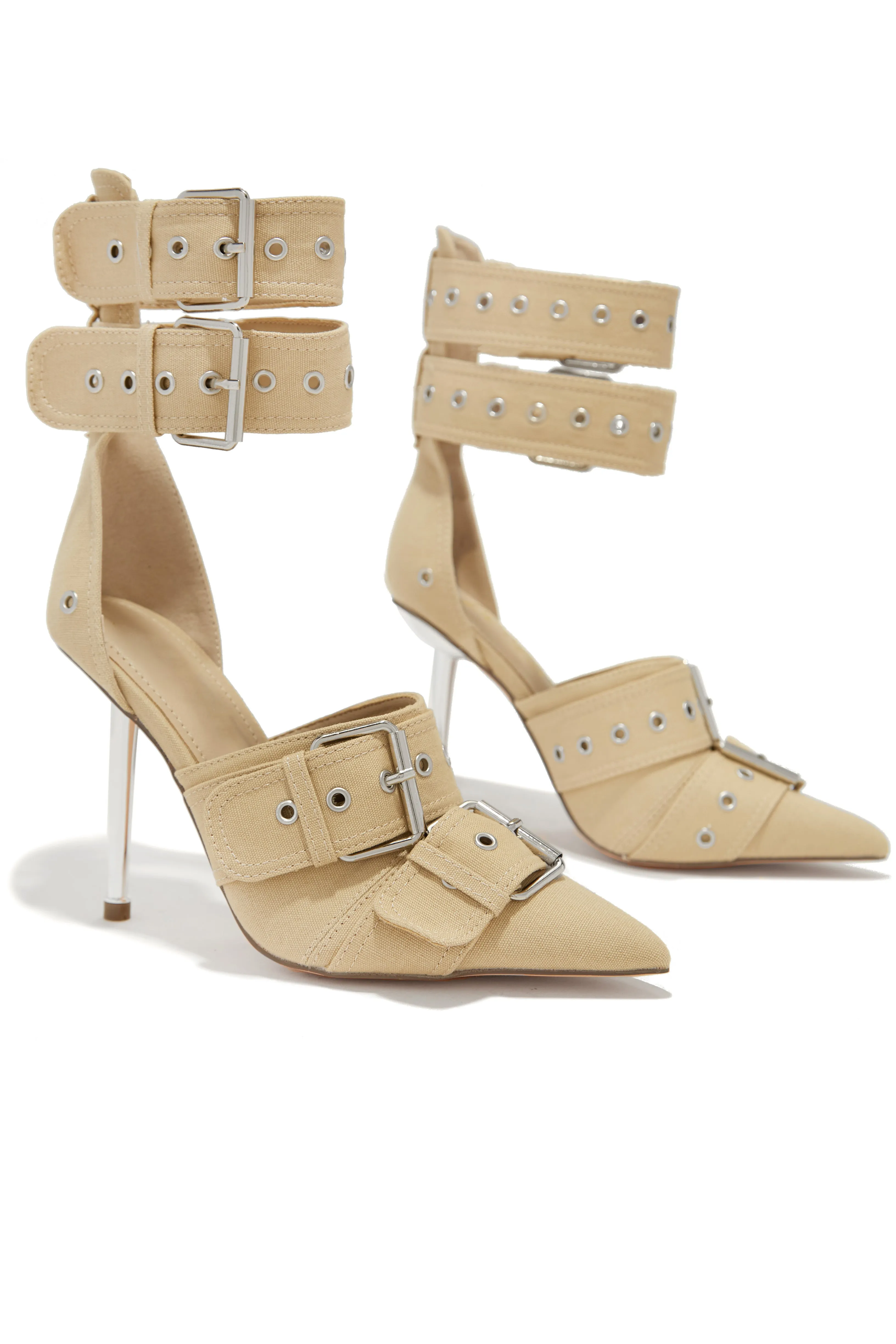 Kora Ankle Strap Pumps - Nude