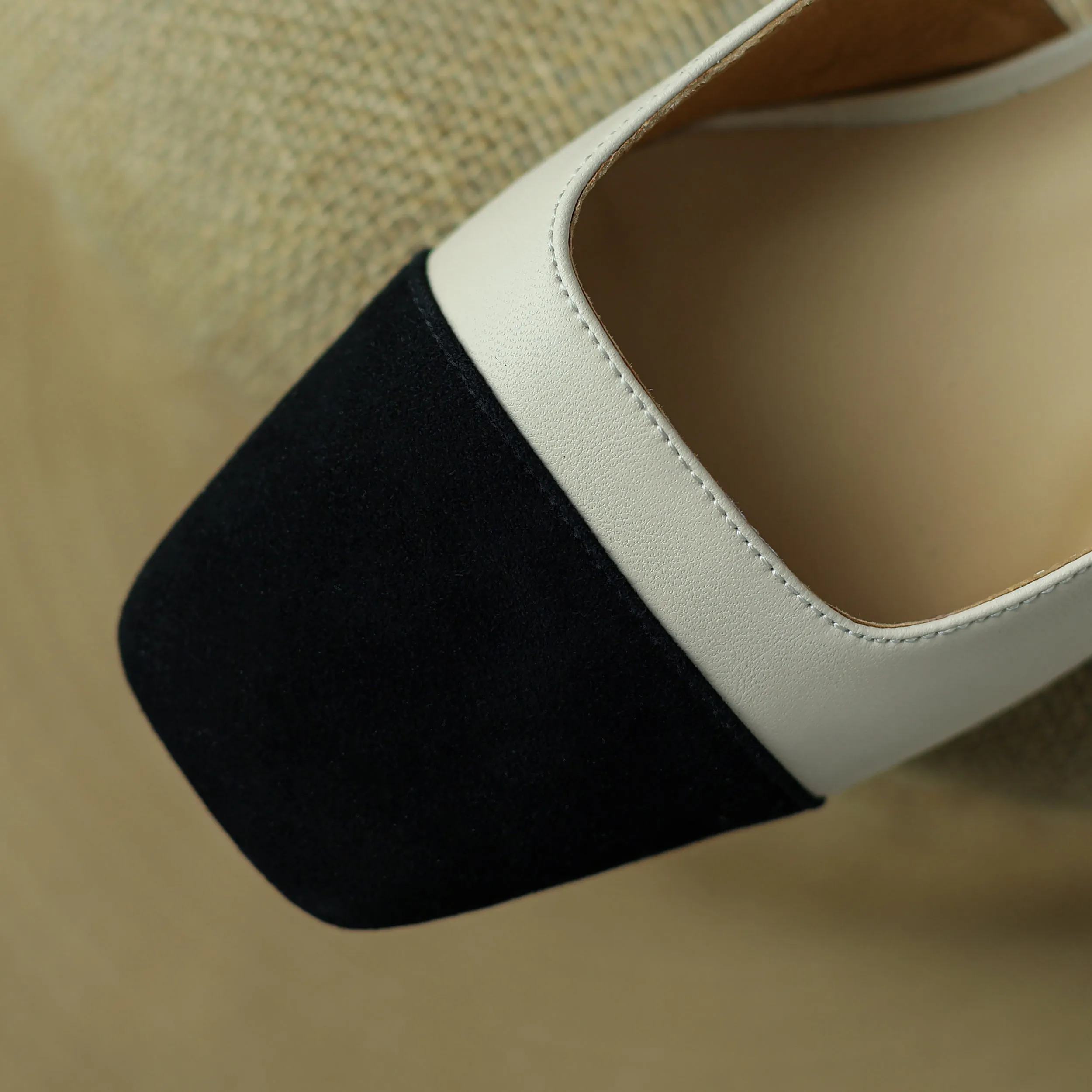 Leather Slingback Heels for Women Strap Closed Toe