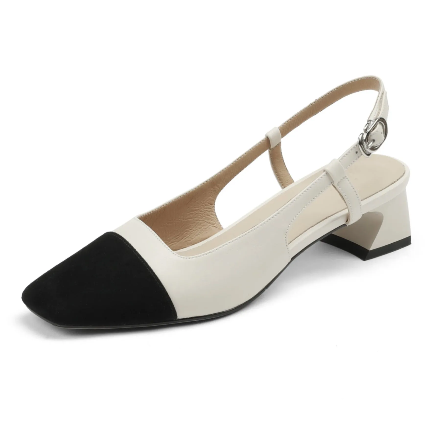 Leather Slingback Heels for Women Strap Closed Toe