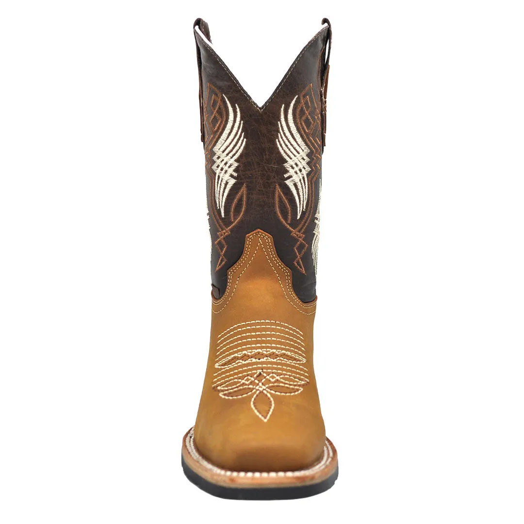 Luma Youth Kid's Rodeo Square Toe Brown Western Boots