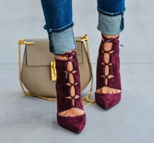 MADELYN Wine Suede Leather Pumps