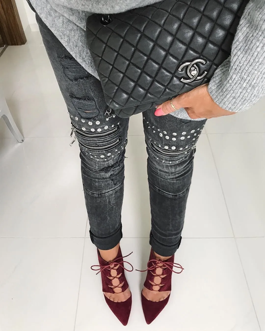 MADELYN Wine Suede Leather Pumps
