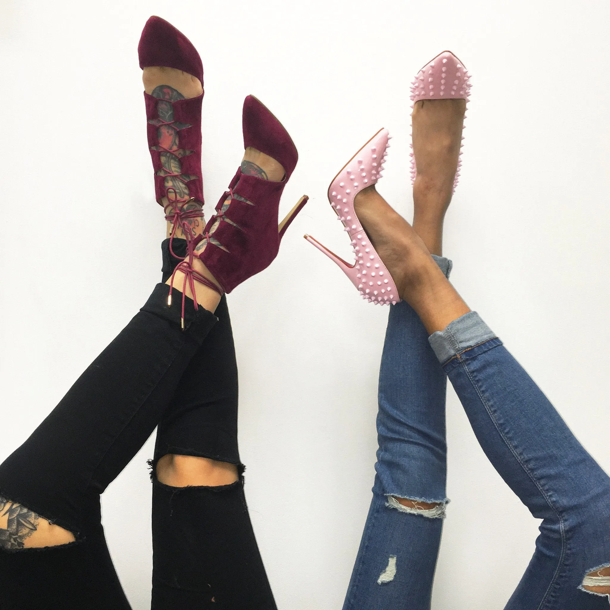 MADELYN Wine Suede Leather Pumps