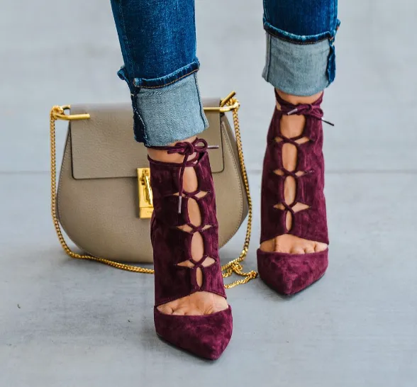 MADELYN Wine Suede Leather Pumps