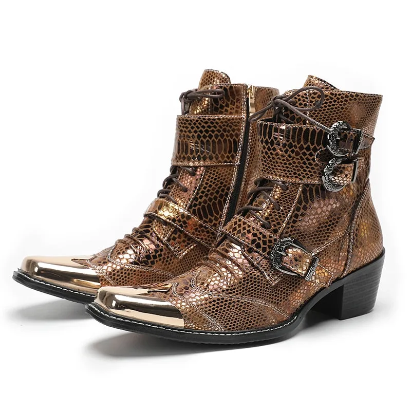 Max’s Genuine Leather, Buckle and Strap, Metal Tipped Western Boots