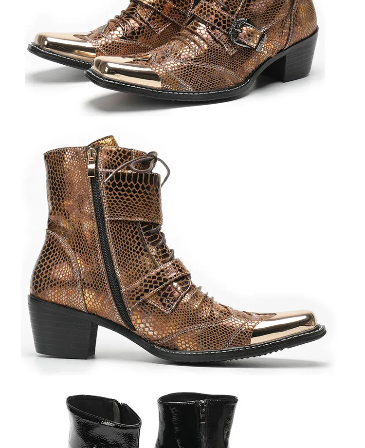 Max’s Genuine Leather, Buckle and Strap, Metal Tipped Western Boots