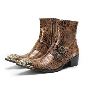 Max’s Genuine Leather, Buckle and Strap, Metal Tipped Western Boots