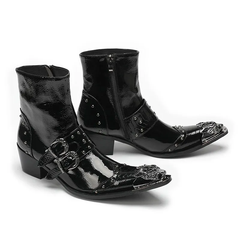 Max’s Genuine Leather, Buckle and Strap, Metal Tipped Western Boots