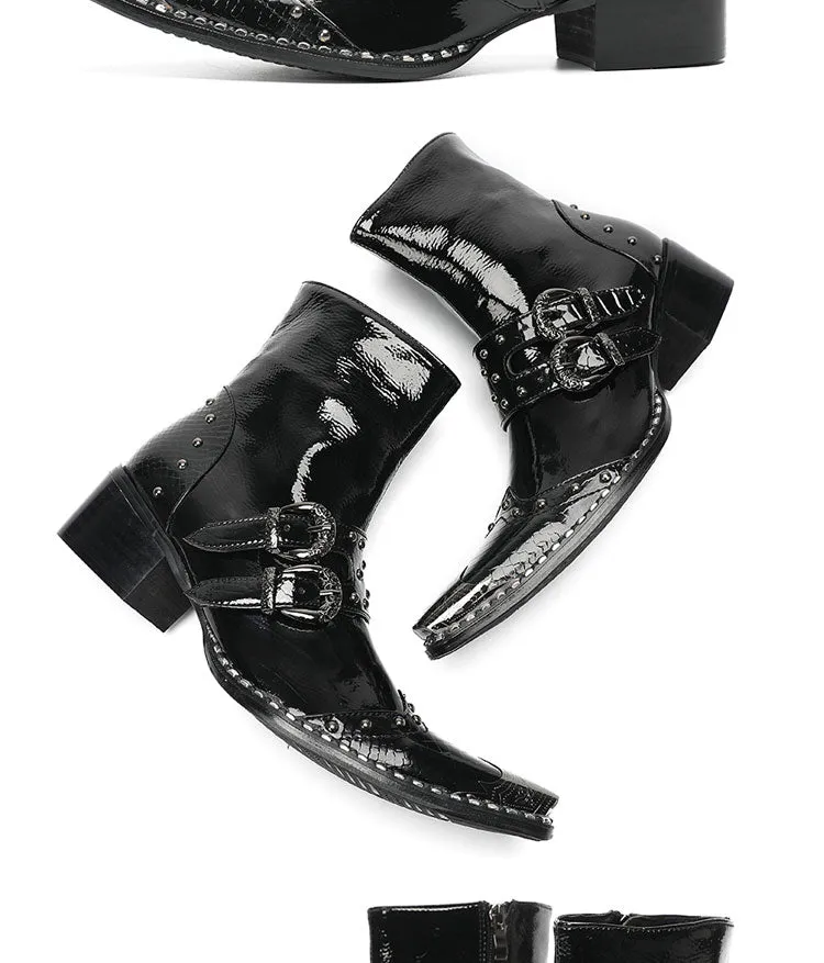 Max’s Genuine Leather, Buckle and Strap, Metal Tipped Western Boots