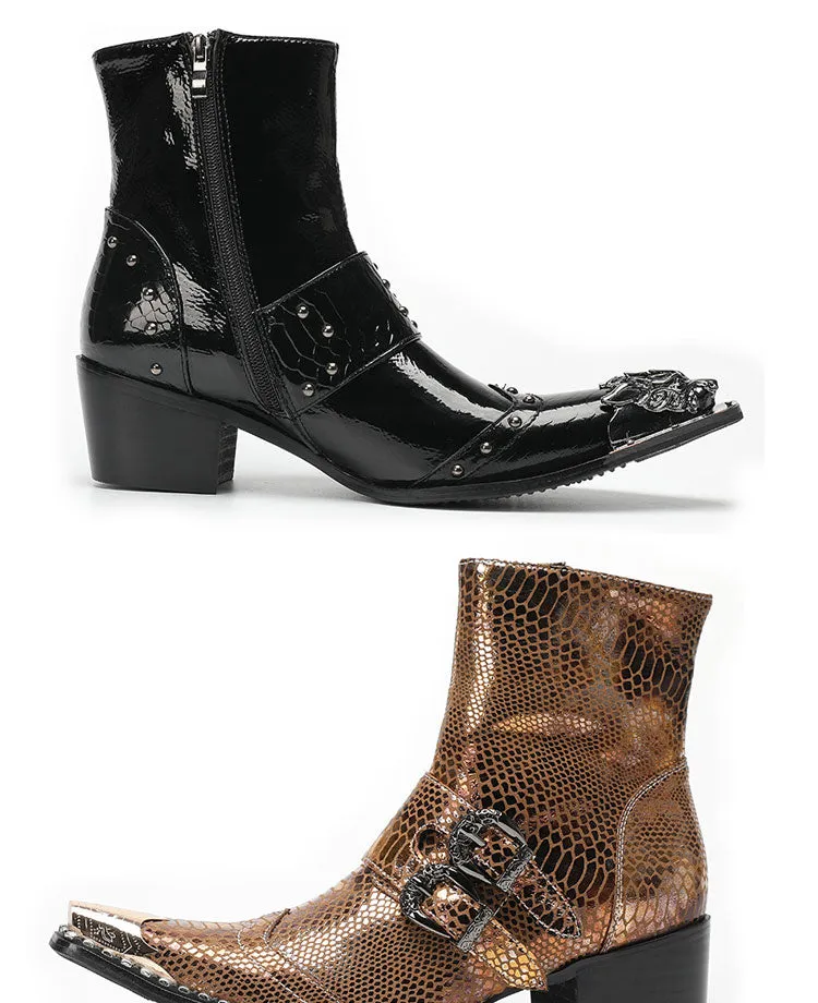 Max’s Genuine Leather, Buckle and Strap, Metal Tipped Western Boots