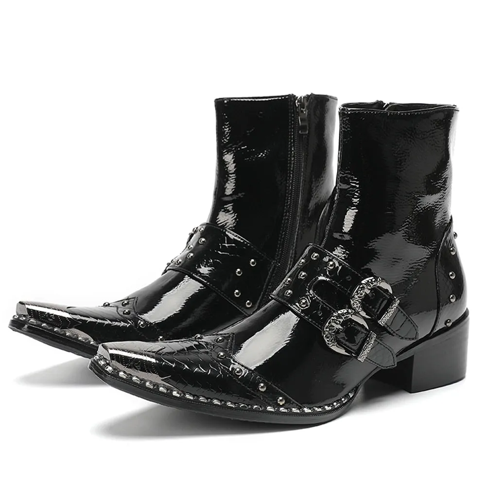 Max’s Genuine Leather, Buckle and Strap, Metal Tipped Western Boots