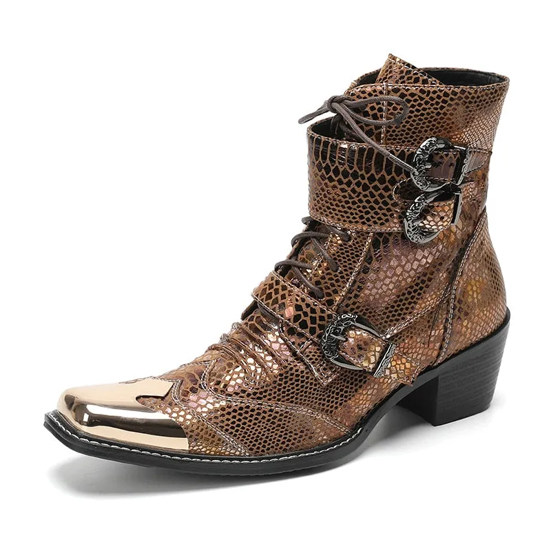 Max’s Genuine Leather, Buckle and Strap, Metal Tipped Western Boots