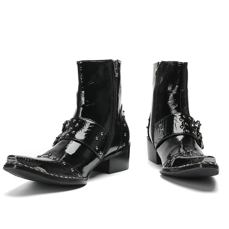 Max’s Genuine Leather, Buckle and Strap, Metal Tipped Western Boots