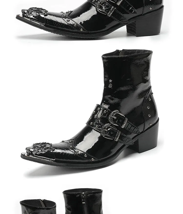Max’s Genuine Leather, Buckle and Strap, Metal Tipped Western Boots