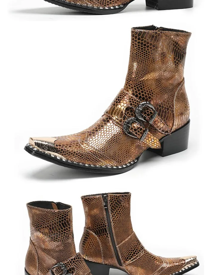 Max’s Genuine Leather, Buckle and Strap, Metal Tipped Western Boots