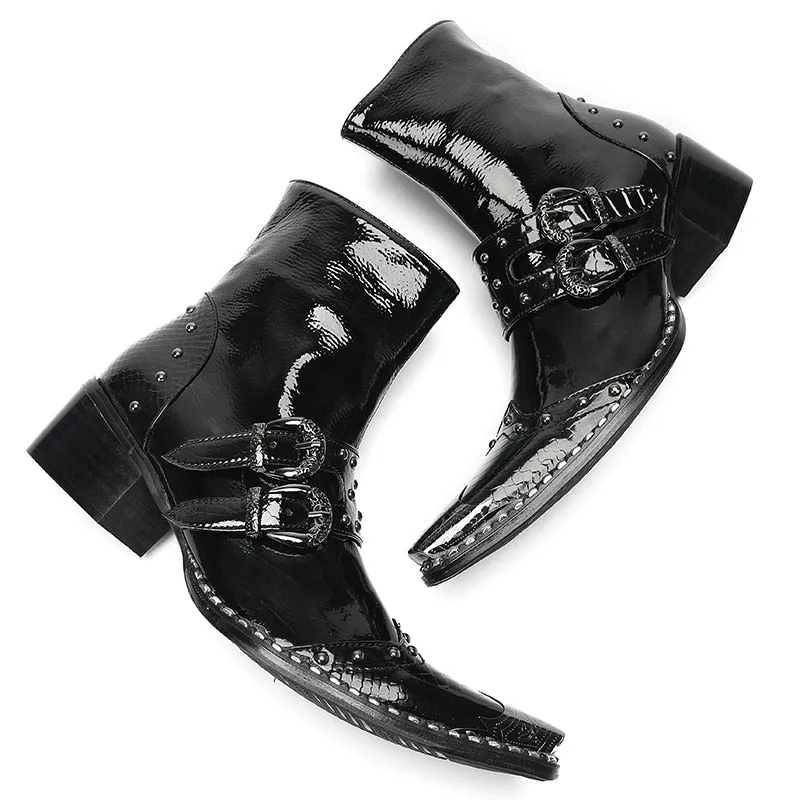 Max’s Genuine Leather, Buckle and Strap, Metal Tipped Western Boots