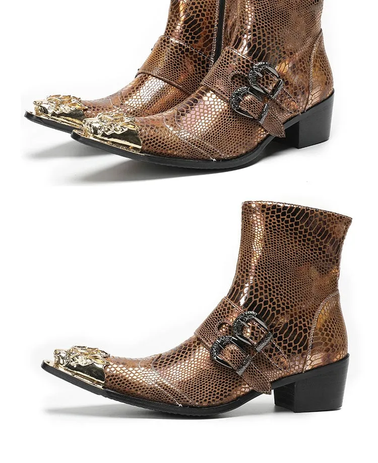 Max’s Genuine Leather, Buckle and Strap, Metal Tipped Western Boots