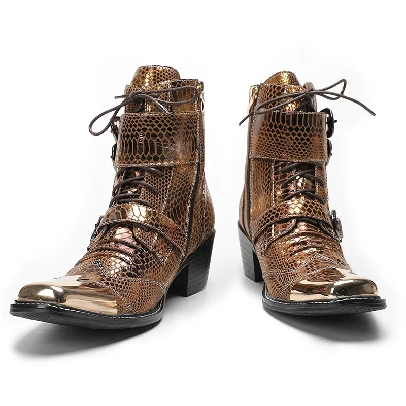 Max’s Genuine Leather, Buckle and Strap, Metal Tipped Western Boots