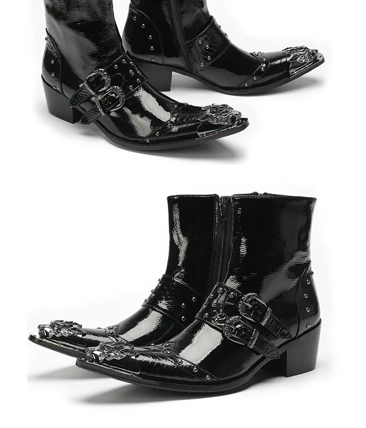 Max’s Genuine Leather, Buckle and Strap, Metal Tipped Western Boots