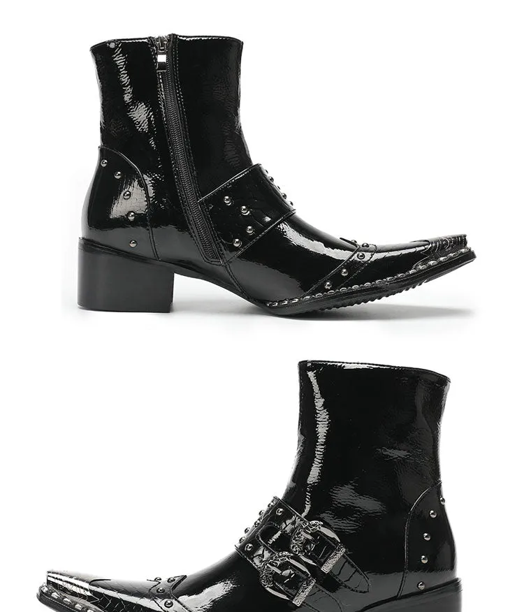 Max’s Genuine Leather, Buckle and Strap, Metal Tipped Western Boots