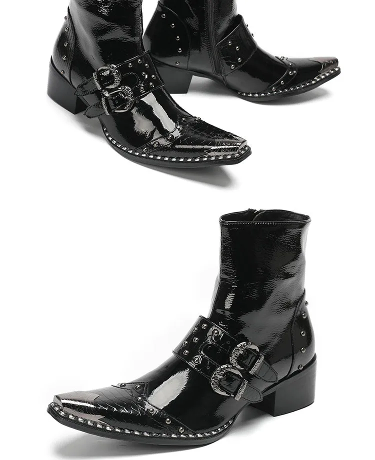 Max’s Genuine Leather, Buckle and Strap, Metal Tipped Western Boots