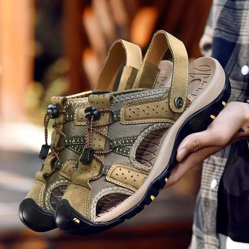 Men's Casual Shoes Sandals Genuine Leather Roman Style Beach Sandals