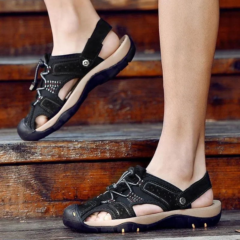 Men's Casual Shoes Sandals Genuine Leather Roman Style Beach Sandals