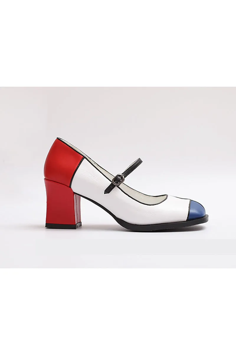 Modrian Square Heel Pumps